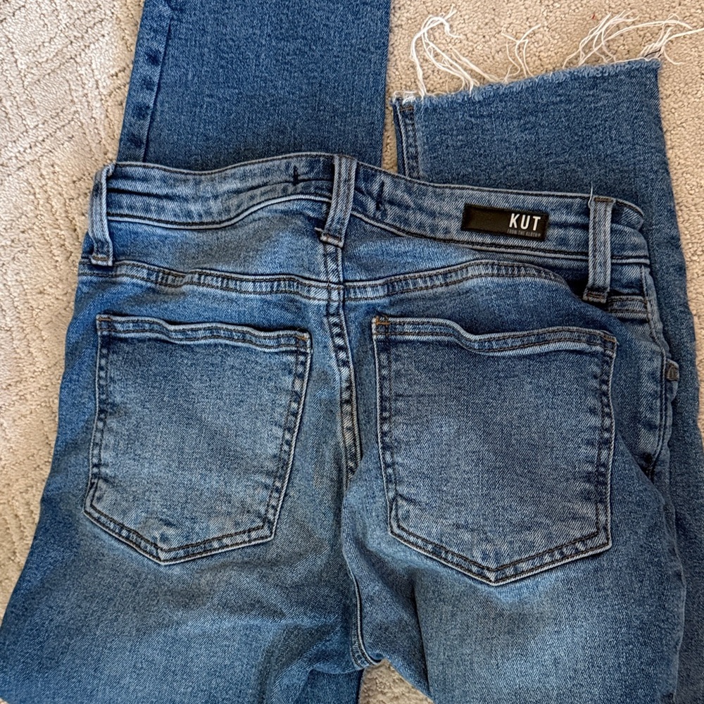 Kut from the Kloth Distressed Blue Ankle Jeans - Picture 5 of 5